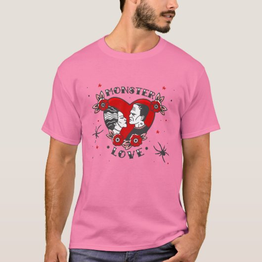 monsterliefde rockabilly frankenstein valentijn t-shirt (Voorkant)