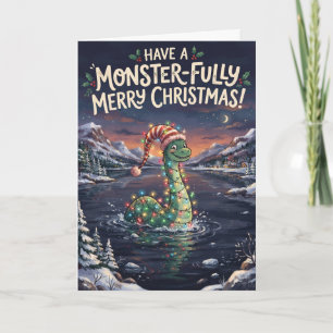Monsterlijk vrolijke Loch Ness Kerstkaart Kaart