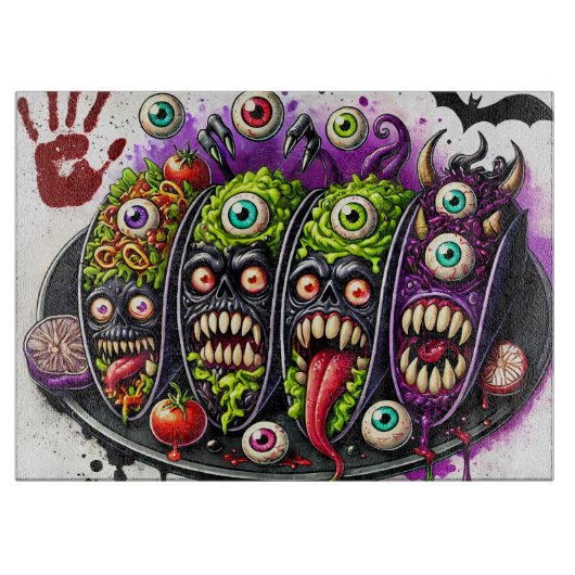 Monsterlijke Halloween Keuken Kunst Snijplank (Voorkant)