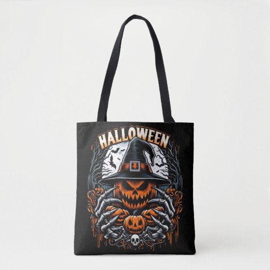 Monsterlijke Jack-O'-Lantern Spooky Witch Hallowee Tote Bag (Voorkant)
