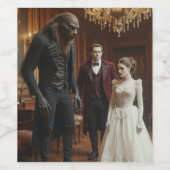 Monsterlijke Soiree: Een Edwardiaanse Nocturne Wijn Etiket (Enkel label)