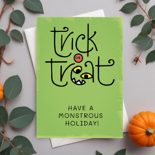 Monsterlijke trick-or-treat niet-foto wenskaart feestdagenkaart