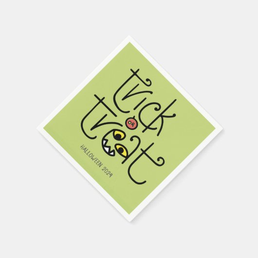 Monsterlijke trick-or-treat servet - groen (Hoek)