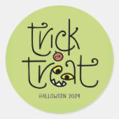 Monsterlijke trick-or-treat sticker - groen (Voorkant)