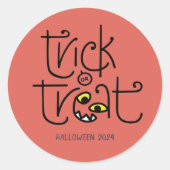 Monsterlijke trick-or-treat sticker - sinaasappel (Voorkant)