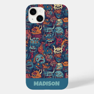 Monsterpatroon van aangepaste tekst Kinderen Case-Mate iPhone 14 Plus Hoesje