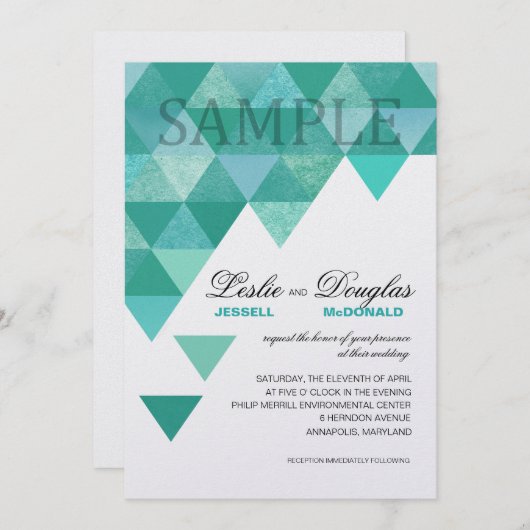 MONSTERPIJNSCHAP Geometrische driehoeken blauwgroe Kaart (Voorkant / Achterkant)