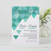 MONSTERPIJNSCHAP Geometrische driehoeken blauwgroe Kaart (Staand voorkant)