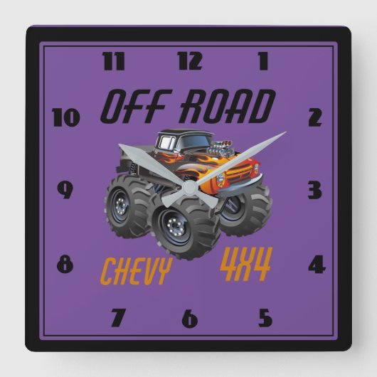 Monsterrijk voor kinderkamer vierkante klok (Voorkant)