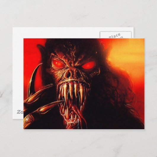 monsterrode ogen met fangs briefkaart (Voorkant / Achterkant)
