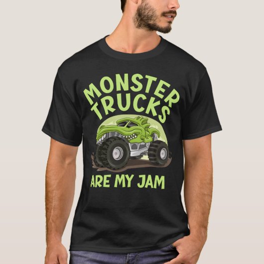 Monsterrucks Are My Jam Birthday Boy funny T-shirt (Voorkant)