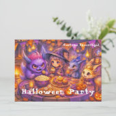 Monsters aan de Halloween-feesttafel Kaart (Staand voorkant)