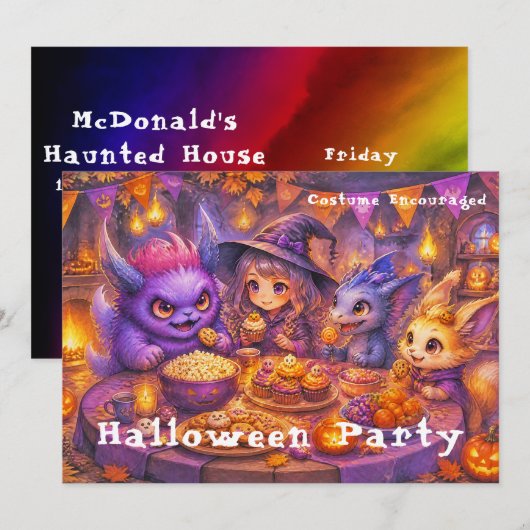 Monsters aan de Halloween-feesttafel Kaart (Voorkant / Achterkant)