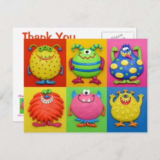Monsters Bedankt je Briefkaart (Voorkant / Achterkant)