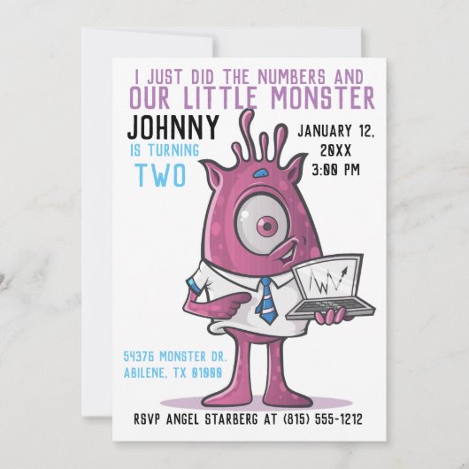 Monsters Birthday Party Invitation Monster Fun Kaart (Voorkant)