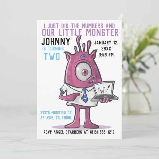 Monsters Birthday Party Invitation Monster Fun Kaart (Staand voorkant)