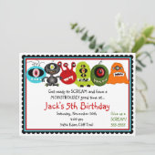 Monsters Birthday Uitnodiging (Staand voorkant)