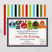 Monsters Birthday Uitnodiging (Voorkant / Achterkant)