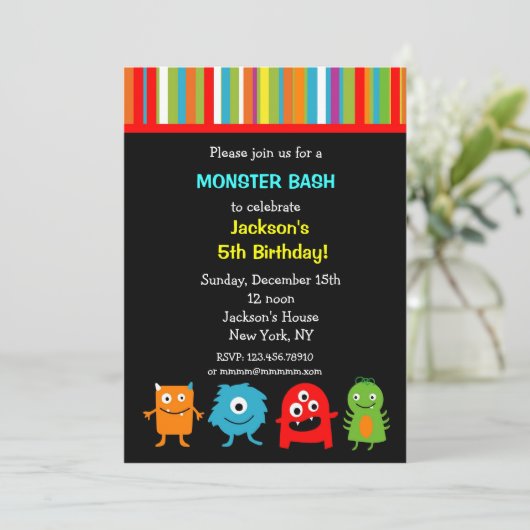 Monsters Birthday-uitnodigingen Kaart (Staand voorkant)