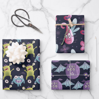 Monsters die papierbladen overvullen inpakpapier vel