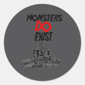 Monsters Do Exist Werlifting Motivational _1  Ronde Sticker (Voorkant)