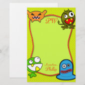 Monsters - Een notitie van... Kinder naam Briefpap Briefpapier (Voorkant / Achterkant)