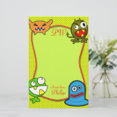 Monsters - Een notitie van... Kinder naam Briefpap Briefpapier (Staand voorkant)