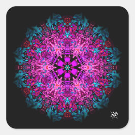 Monsters en bloemen (abstract patroon) v1 vierkante sticker