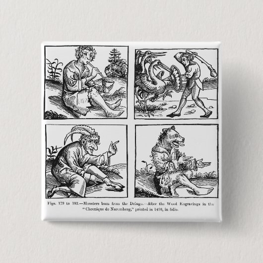 Monsters geboren uit de Deluge Vierkante Button 5,1 Cm (Voorkant)
