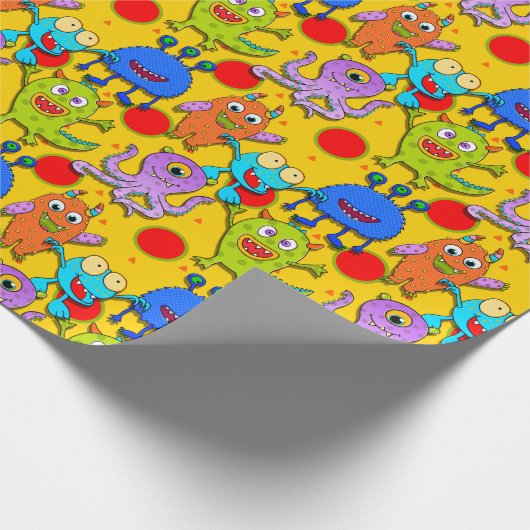 Monsters Geel Paars Rood Blauw Oranje Gift Wrap Cadeaupapier (Hoek)