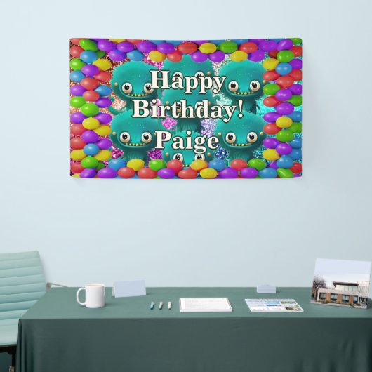 Monsters Gepersonaliseerde karakter verjaardag ban Spandoek (Beurs)