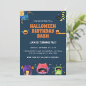 Monsters Halloween Birthday Uitnodiging (Staand voorkant)