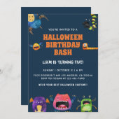 Monsters Halloween Birthday Uitnodiging (Voorkant / Achterkant)