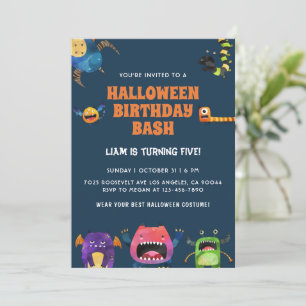 Monsters Halloween Birthday Uitnodiging