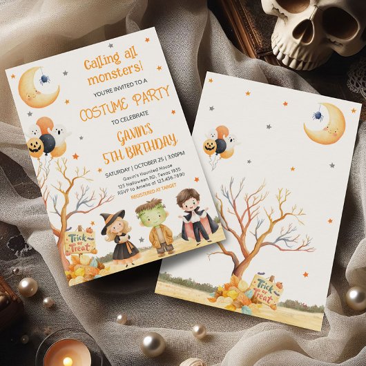 Monsters Halloween Kostuum Verjaardag Kaart