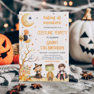 Monsters Halloween Kostuum Verjaardag Kaart