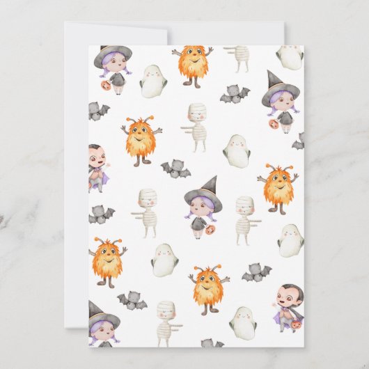 Monsters Halloween Kostuumfeest Verjaardag Kaart (Achterkant)