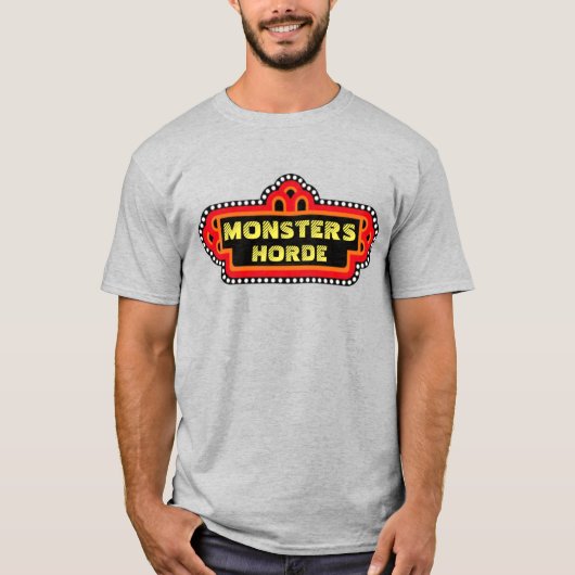 Monsters Horde Retro Pizza Plaats T-Shirt (Voorkant)