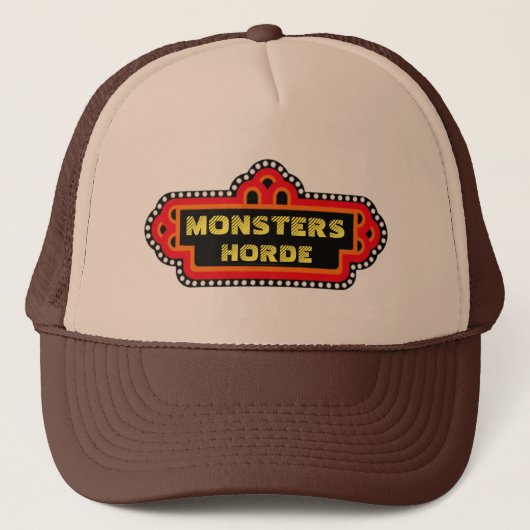 Monsters Horde Retro Pizza Place Trucker Hat Pet (Voorkant)
