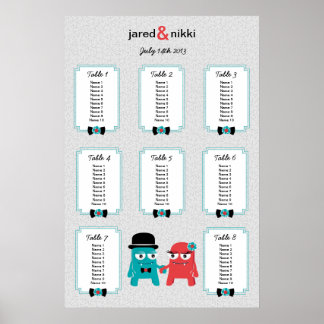 Monsters in Love Wedding Table Plan Poster