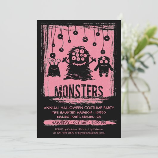 Monsters jaarlijkse Halloween kostuum party uitnod Kaart (Staand voorkant)