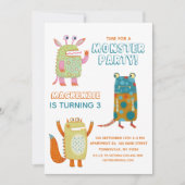 Monsters Jongens Kids Verjaardagsfeestuitnodiging Kaart (Voorkant)