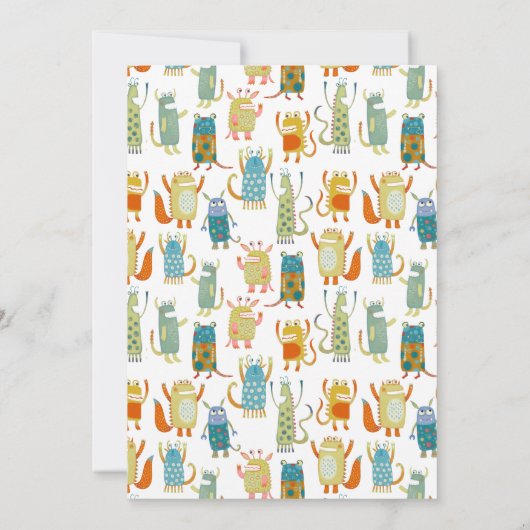 Monsters Jongens Kids Verjaardagsfeestuitnodiging Kaart (Achterkant)