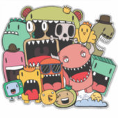 Monsters Jongens Schattige Scary Graf Street Vinyl Sticker (Voorkant)