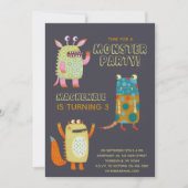 Monsters Kinder Leeftijd Verjaardagsfeestuitnodigi Kaart (Voorkant)