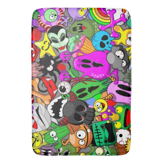 Monsters Leuke Karakters Halloween Patroon Badmat (Voorkant Verticaal)