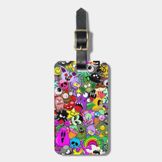 Monsters Leuke Karakters Halloween Patroon Bagagelabel (Voorkant verticaal)