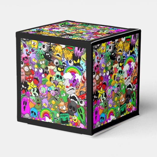 Monsters Leuke Karakters Halloween Patroon Bedankdoosjes (Achterkant)