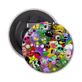 Monsters Leuke Karakters Halloween Patroon Button Flesopener (Voorkant)