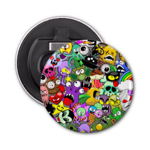 Monsters Leuke Karakters Halloween Patroon Button Flesopener